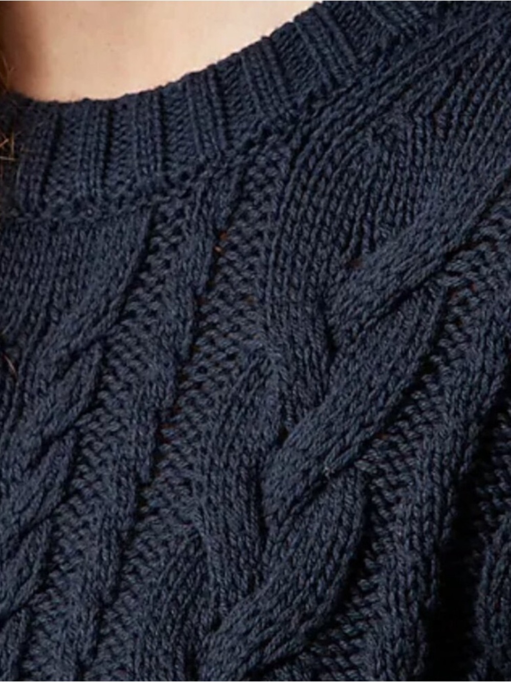 NEW J.CREW Cable-knit Crewneck Sweater Size XS Navy CN860 100% cotton - Picture 3 of 10